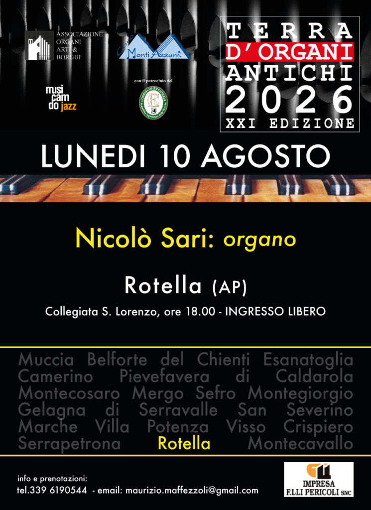festival organistico nelle Marche - Organi - Coro Monti Azzurri - Rotella, Ascoli Piceno eventi