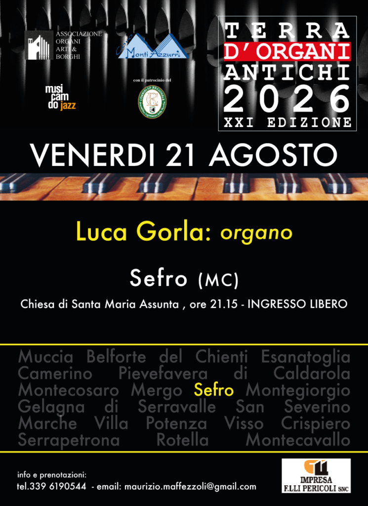Festival Organistico - Organi - Terra d'organi antichi - Sefro, Macerata Eventi