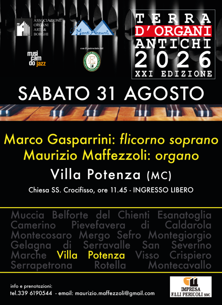 Festival Organistico - Organi - Terra d'organi antichi - Villa Potenza - Macerata Eventi
