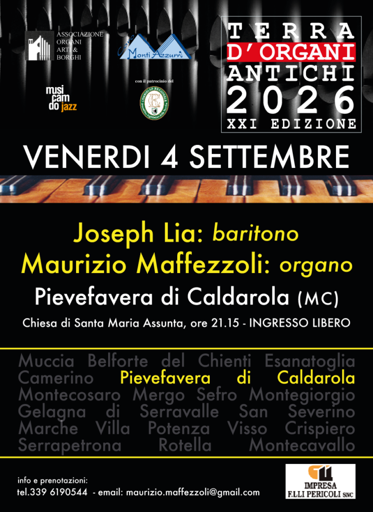 Festival Organistico Terre d'organi antichi - 4 settembre - Caldarola Eventi
